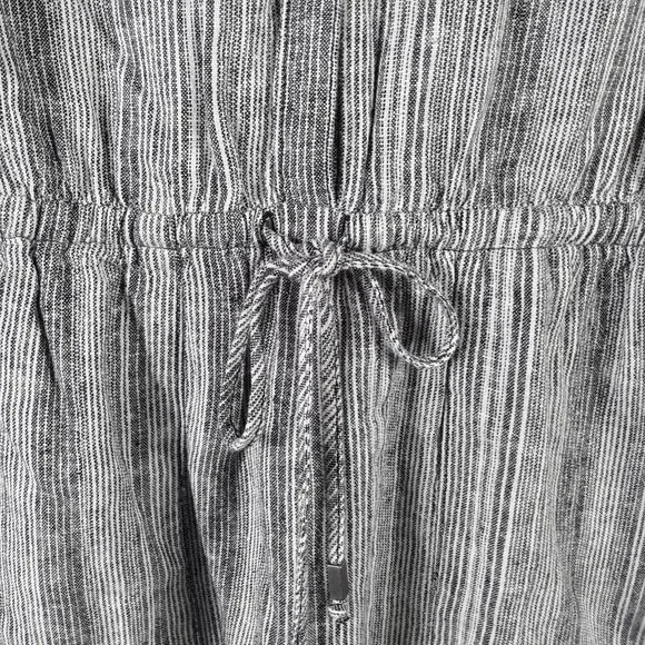 Kelly Renee Womens Linen Blend Striped Sleeveless Black/White Shorts Romper Sz S - Picture 7 of 11